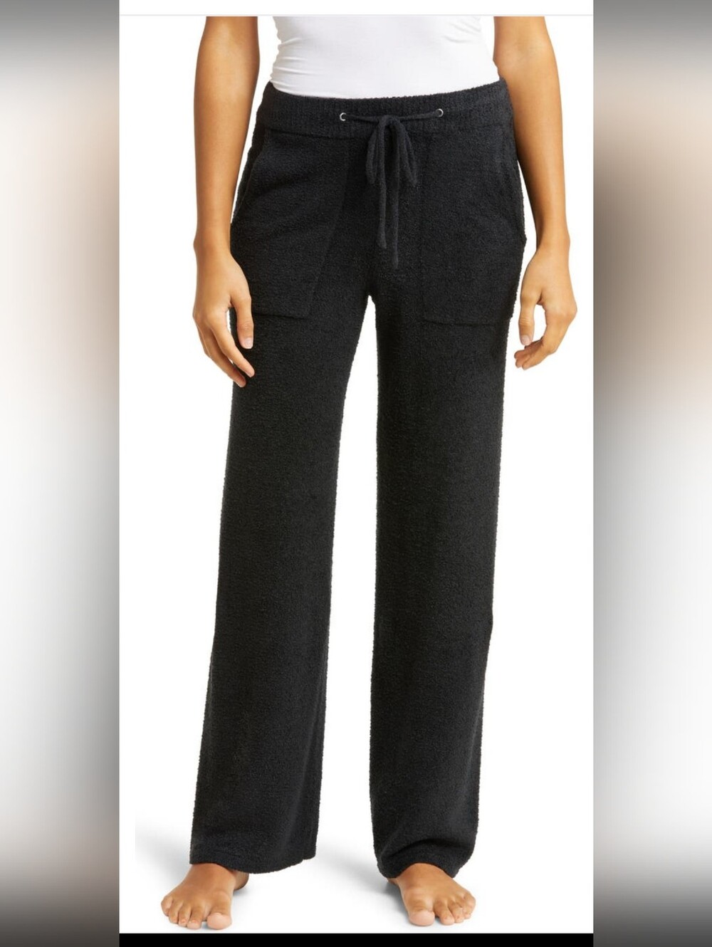 Barefoot Dreams Cozy Wide-Leg Knit Lounge Pants - Black SZ Small